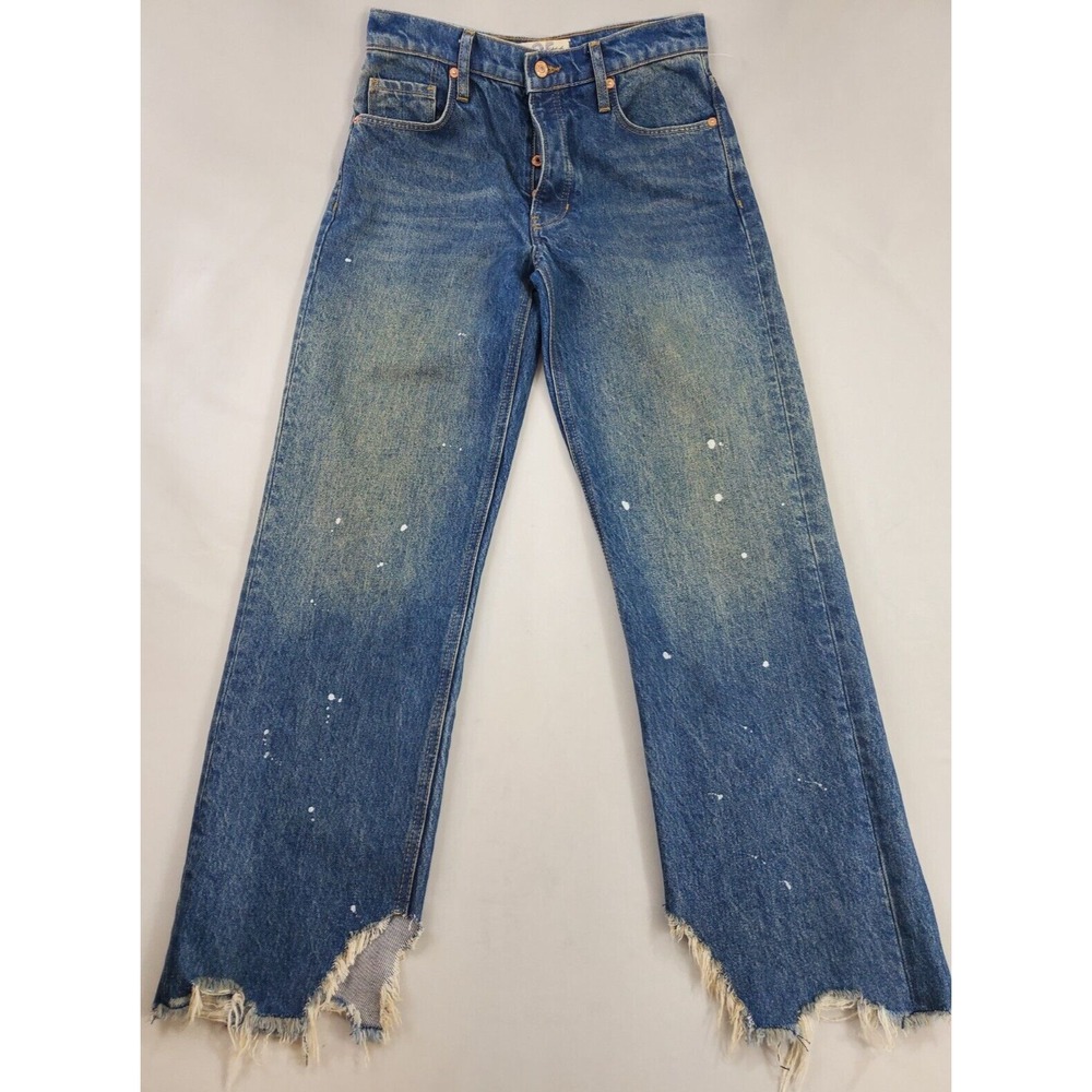 Free People women jeans OB1299887 blue pockets button sz W 25 $98
